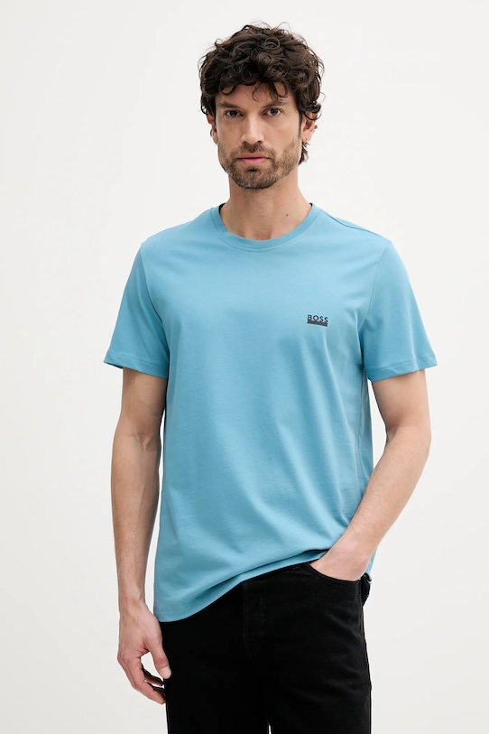 Βαμβακερό μπλουζάκι BOSS κανονικό τιρκουάζ 50531401