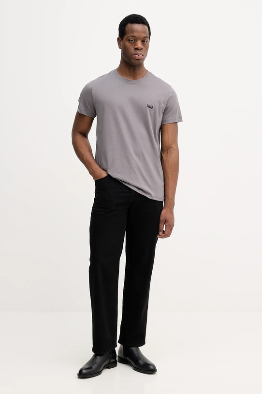 Хлопковая футболка BOSS 50531401 серый AW25