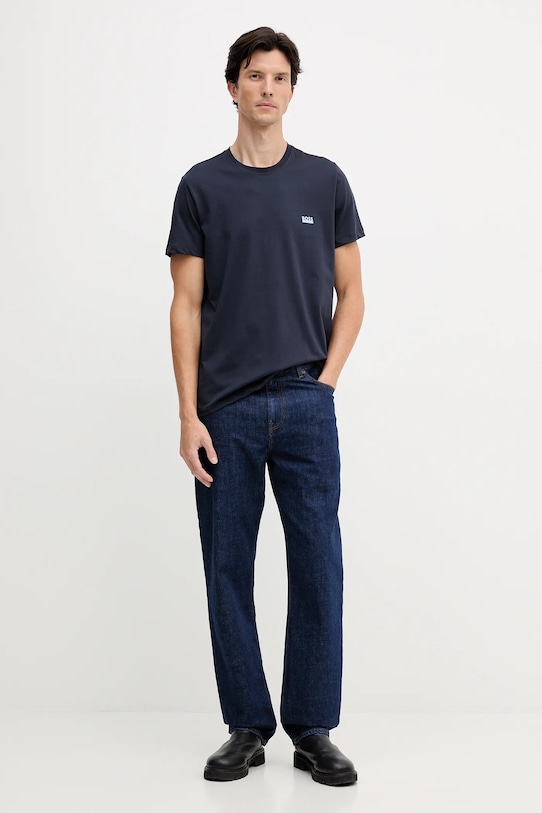 Хлопковая футболка BOSS 50531401 голубой AW25