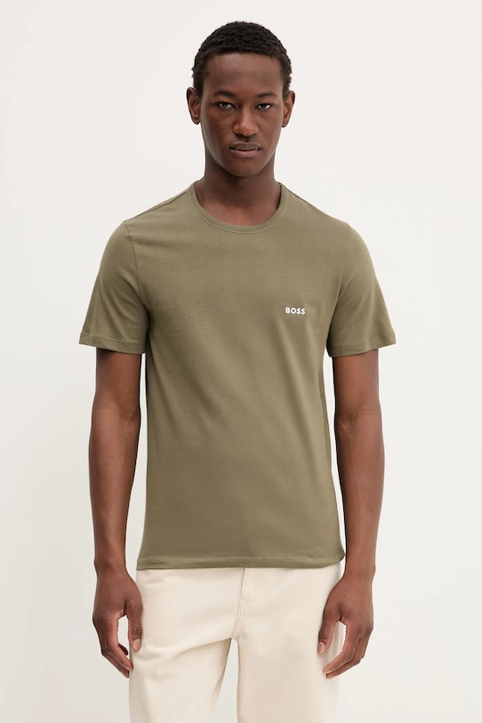 BOSS t-shirt bawełniany 3-pack 50532468 zielony AW25