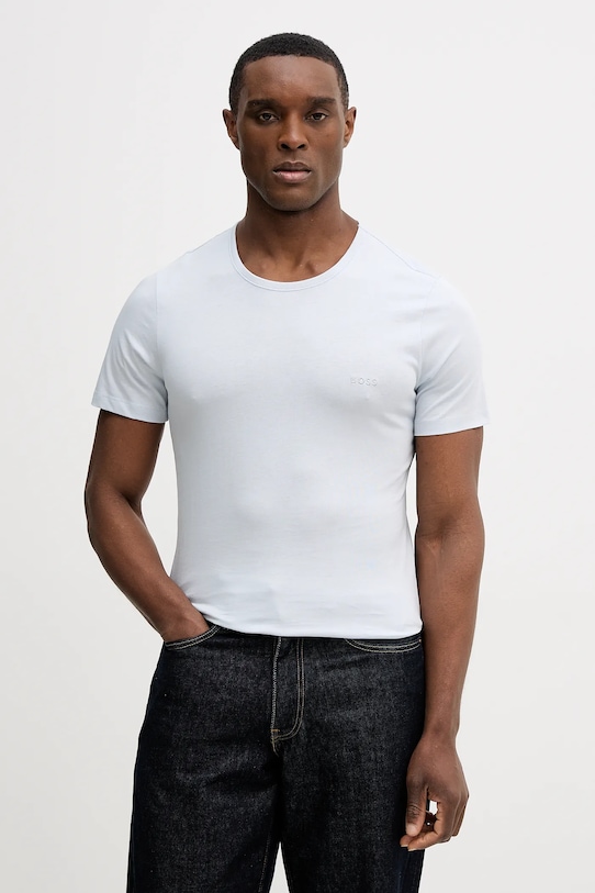 BOSS t-shirt bawełniany TShirtRN 3P Classic 3-pack 50532470 niebieski AW25