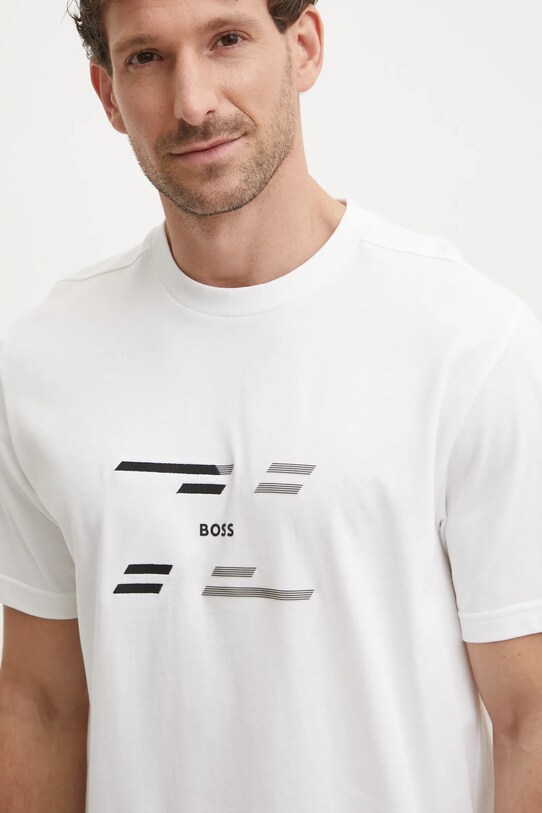 Хлопковая футболка Boss Green бежевый 50530997