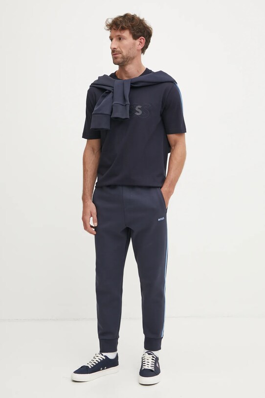 Βαμβακερό μπλουζάκι Boss Green 50531271 σκούρο μπλε SS25