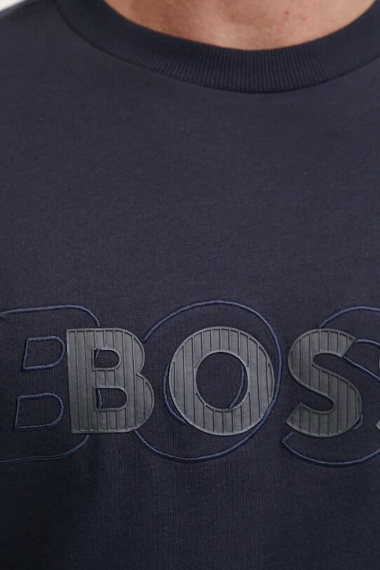 Βαμβακερό μπλουζάκι Boss Green 50531271 σκούρο μπλε