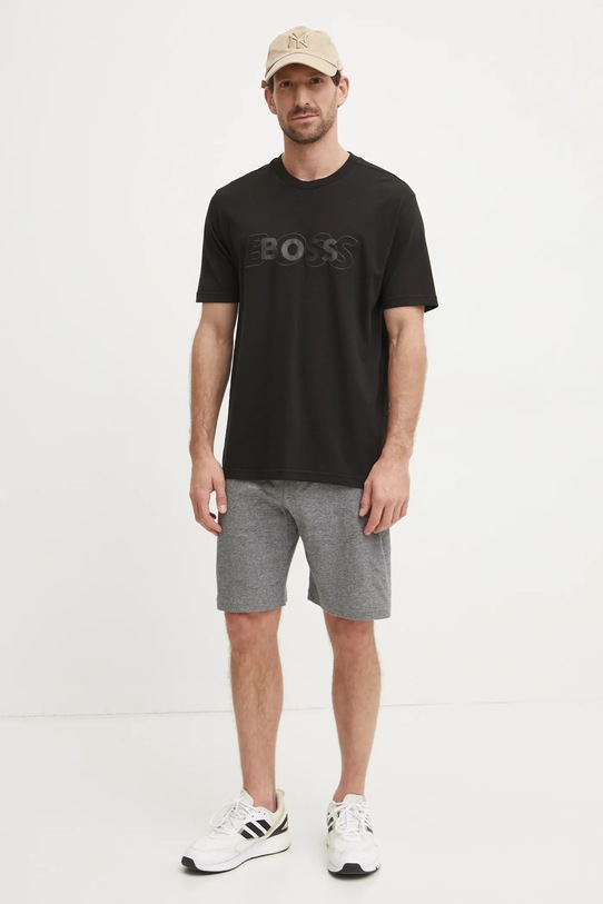 Bavlněné tričko Boss Green 50531271 černá SS25