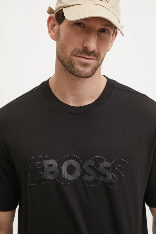 Bavlněné tričko Boss Green černá 50531271