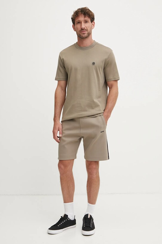 BOSS Green tricou din bumbac 50531569 bej SS25