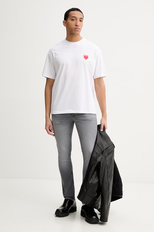 HUGO t-shirt bawełniany 50530557 biały SS26