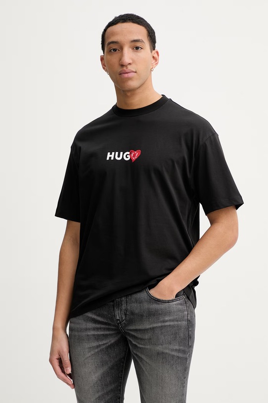 Odzież HUGO t-shirt bawełniany 50530557 czarny