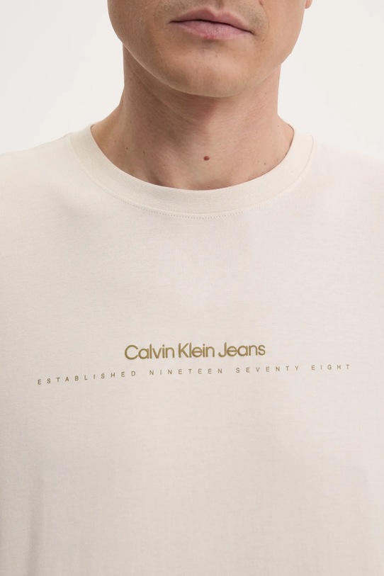 Bavlněné tričko Calvin Klein Jeans J30J327075 béžová