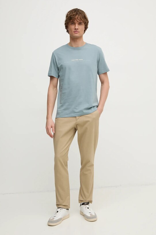 Бавовняна футболка Calvin Klein Jeans J30J327075 сірий SS25
