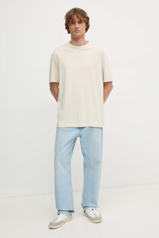 Хлопковая футболка Calvin Klein Jeans J30J327078 бежевый SS25