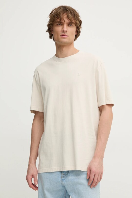Одежда Хлопковая футболка Calvin Klein Jeans J30J327078 бежевый