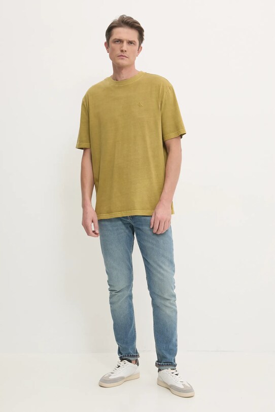 Бавовняна футболка Calvin Klein Jeans J30J327078 зелений SS25