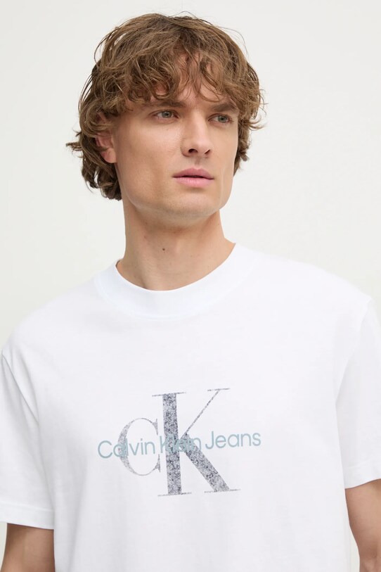 Хлопковая футболка Calvin Klein Jeans бежевый J30J327086