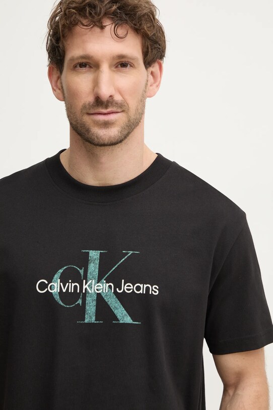Хлопковая футболка Calvin Klein Jeans чёрный J30J327086