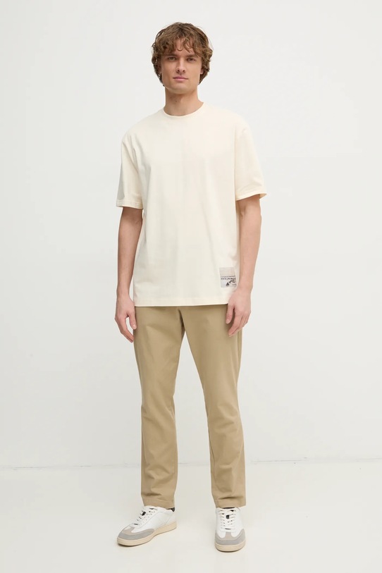 Calvin Klein Jeans tricou din bumbac J30J327094 bej SS25