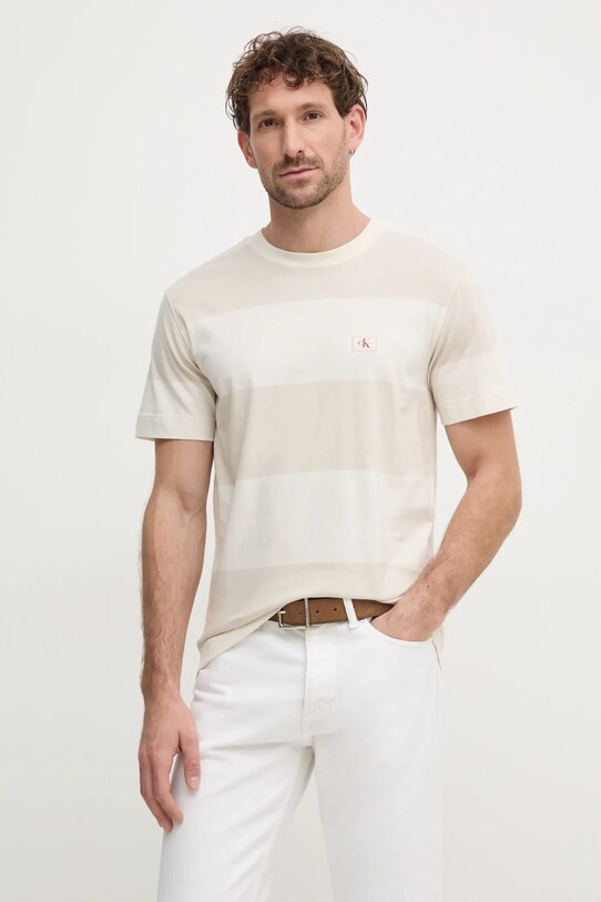 Calvin Klein Jeans tricou uni bej J30J327100