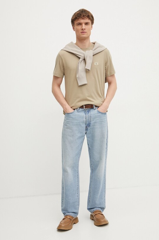 Calvin Klein Jeans tricou J30J327100 bej SS25