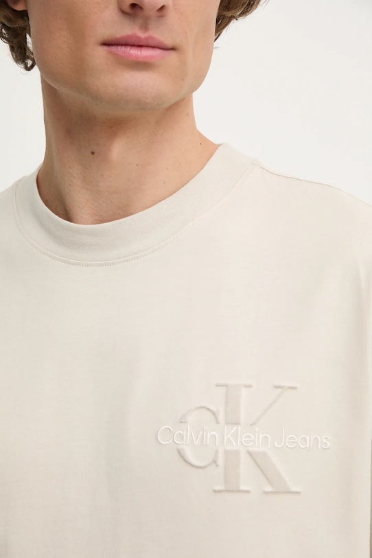 Pamučna majica Calvin Klein Jeans J30J327107 bež
