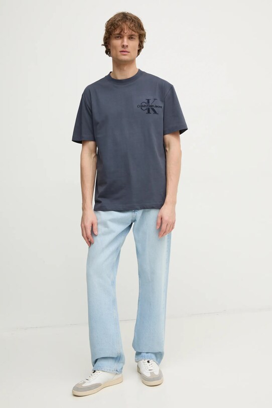 Бавовняна футболка Calvin Klein Jeans J30J327107 блакитний SS25