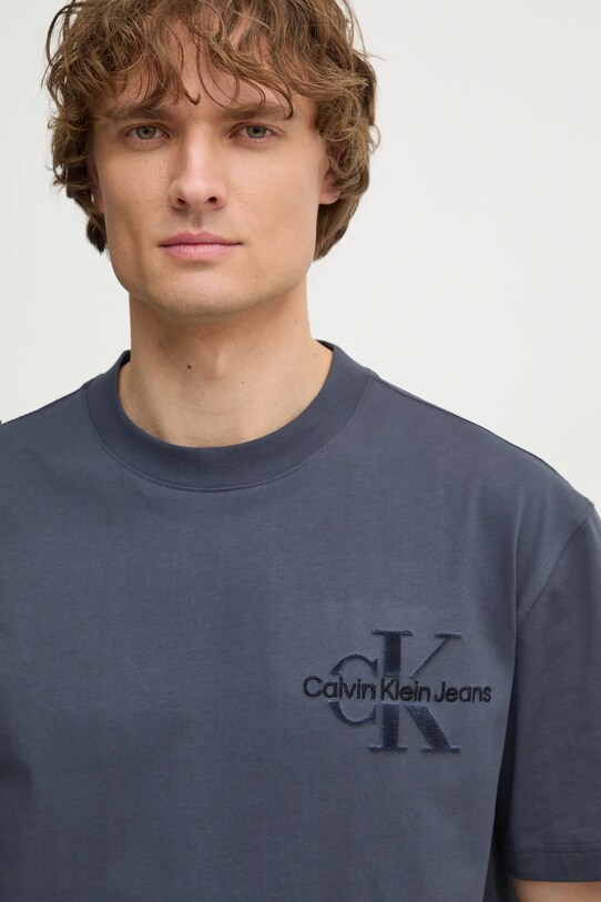 Бавовняна футболка Calvin Klein Jeans блакитний J30J327107