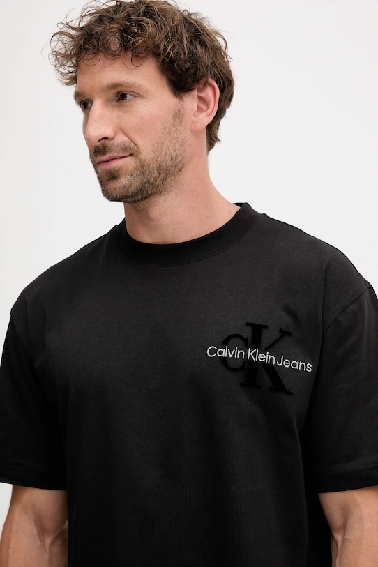 Oblečenie Bavlnené tričko Calvin Klein Jeans J30J327107 čierna
