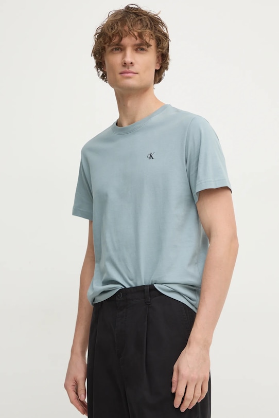 Хлопковая футболка Calvin Klein Jeans хлопок голубой J30J327402