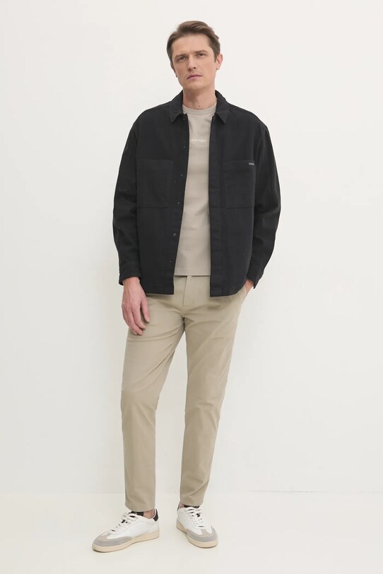 Хлопковая футболка Calvin Klein K10K113791 бежевый SS25