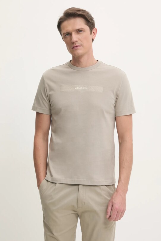 Хлопковая футболка Calvin Klein бежевый K10K113791