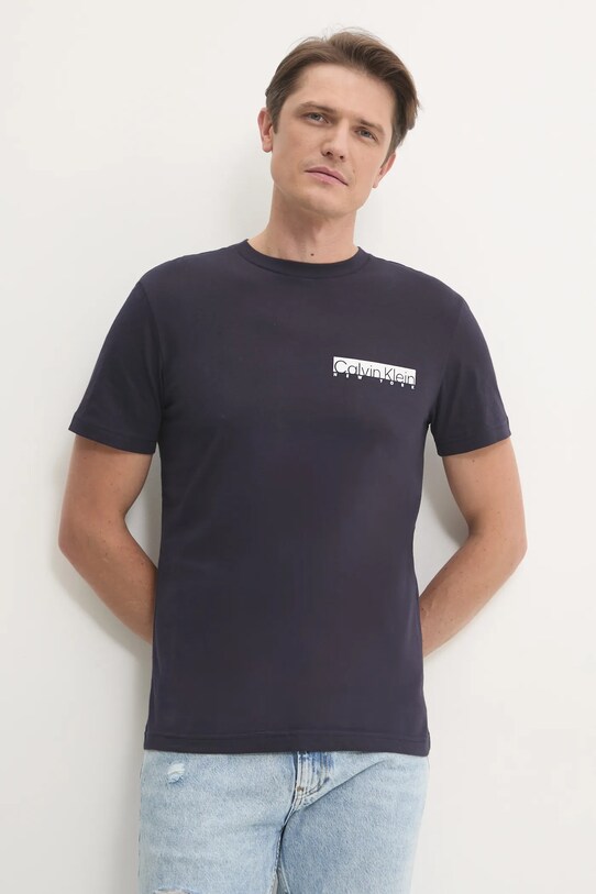 Хлопковая футболка Calvin Klein хлопок тёмно-синий K10K113800