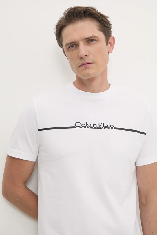 Calvin Klein t-shirt bawełniany nadruk biały K10K113802