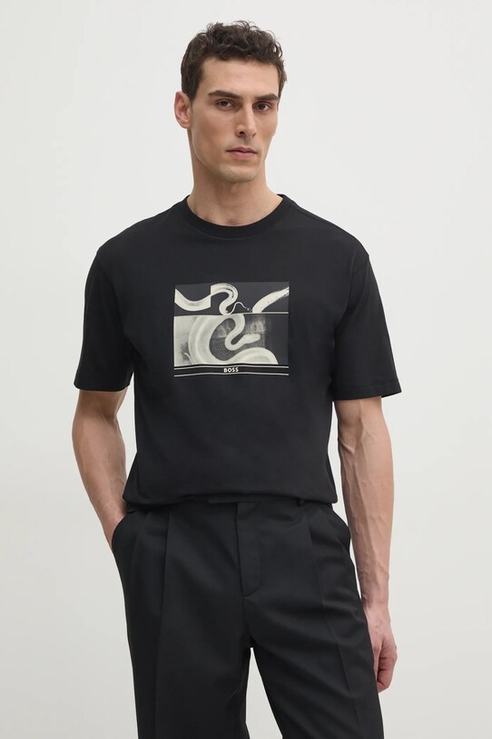 Boss Orange tricou din bumbac print negru 50534919