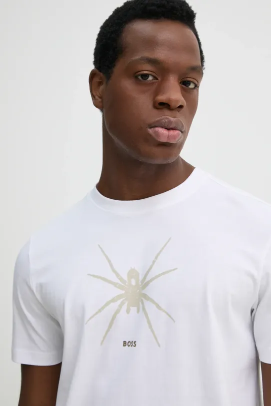 Βαμβακερό μπλουζάκι BOSS Orange λευκό 50534924