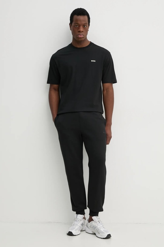 Βαμβακερό μπλουζάκι BOSS Orange 50534925 μαύρο SS25
