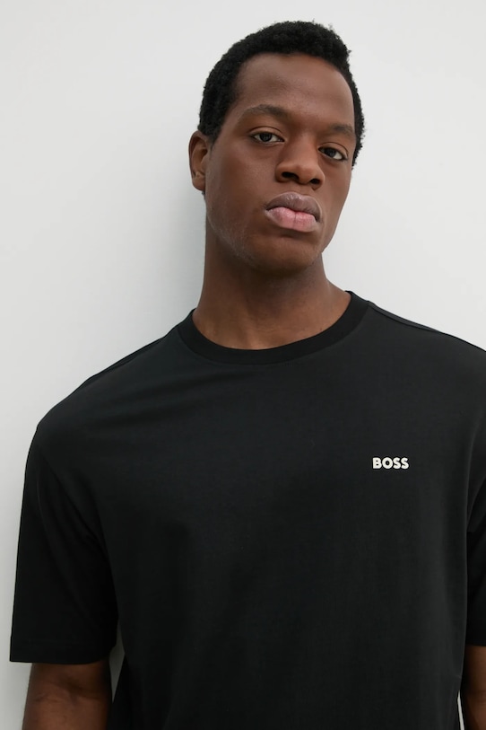 Βαμβακερό μπλουζάκι BOSS Orange 50534925 μαύρο