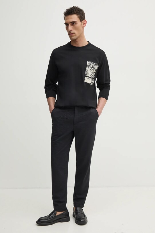 BOSS Orange longsleeve din bumbac 50534926 negru SS25