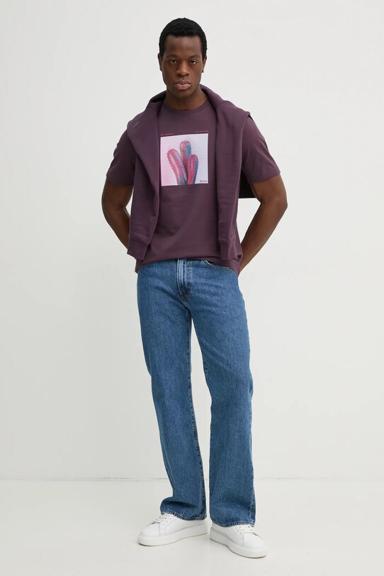 BOSS Orange tricou din bumbac 50535079 violet SS25