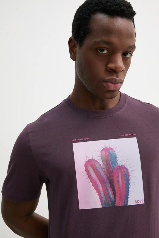 BOSS Orange tricou din bumbac violet 50535079