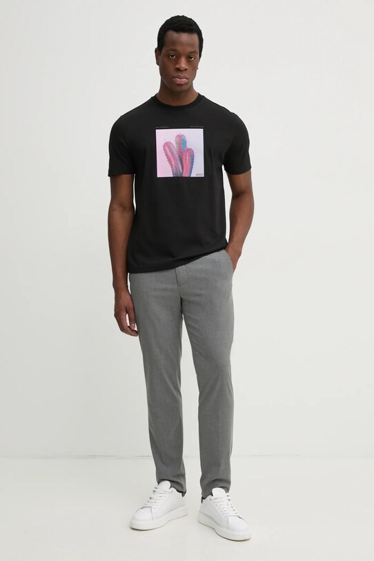 Bombažna kratka majica BOSS Orange 50535079 črna SS25