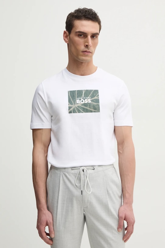 Βαμβακερό μπλουζάκι BOSS Orange βαμβάκι λευκό 50535112