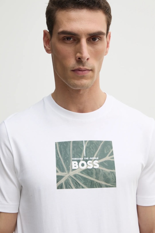 Βαμβακερό μπλουζάκι BOSS Orange λευκό 50535112