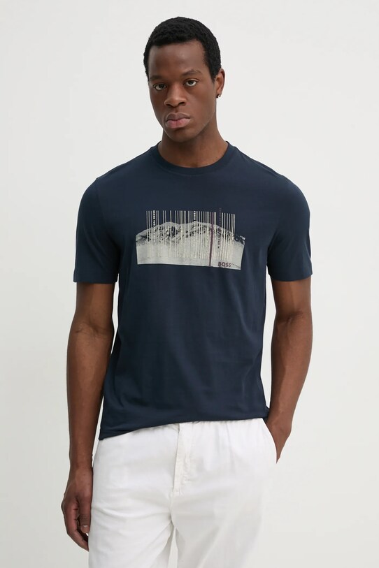 BOSS Orange tricou din bumbac print bleumarin 50535112