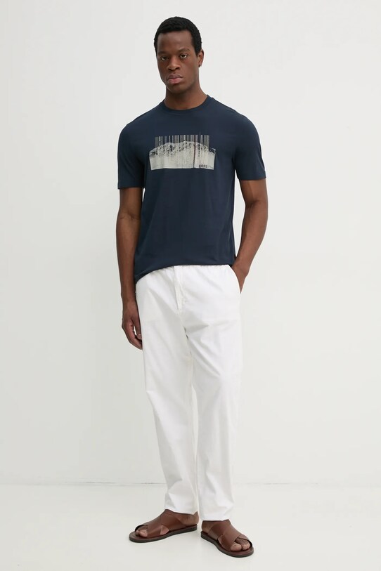 BOSS Orange tricou din bumbac 50535112 bleumarin SS25