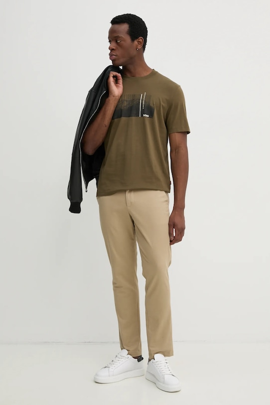 BOSS Orange tricou din bumbac 50535112 verde SS25