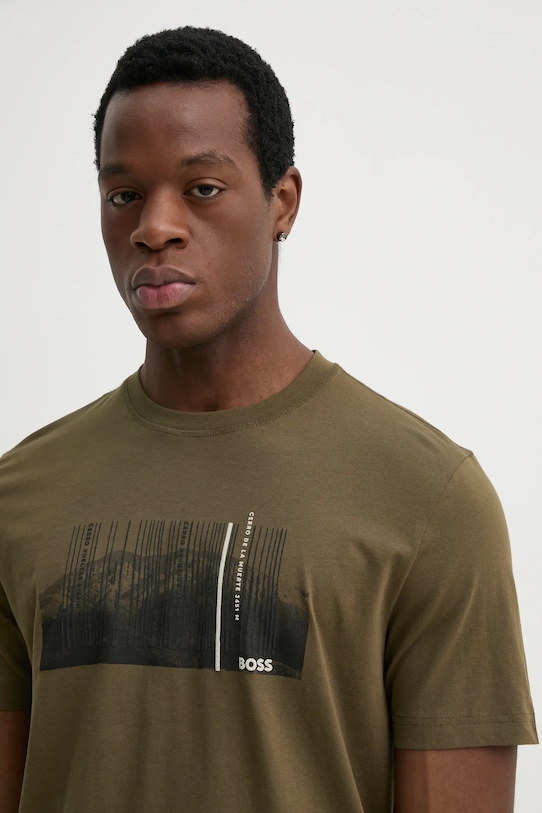 BOSS Orange tricou din bumbac verde 50535112