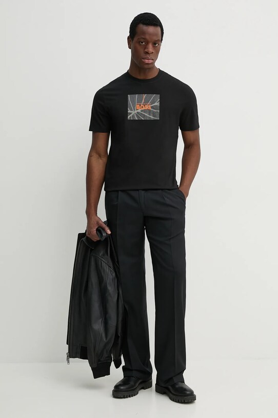BOSS Orange tricou din bumbac 50535112 negru SS25