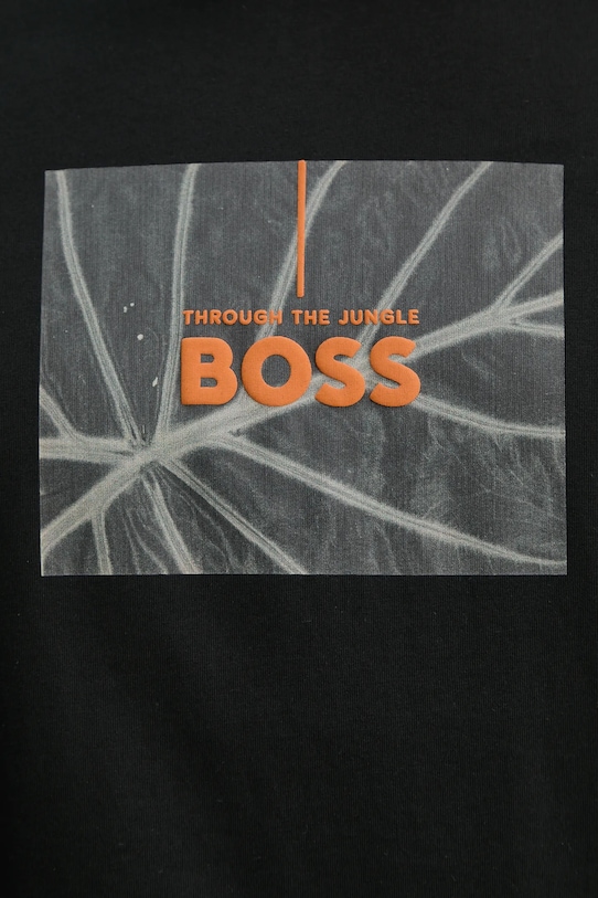 Βαμβακερό μπλουζάκι BOSS Orange 50535112 μαύρο