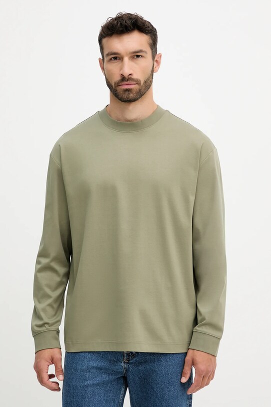 BOSS longsleeve bawełniany bawełna zielony 50531331
