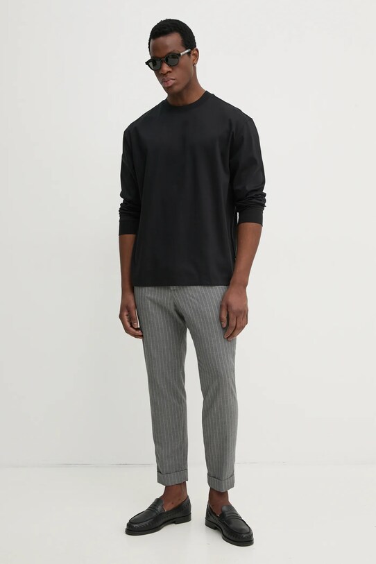 BOSS longsleeve bawełniany 50531331 czarny SS25